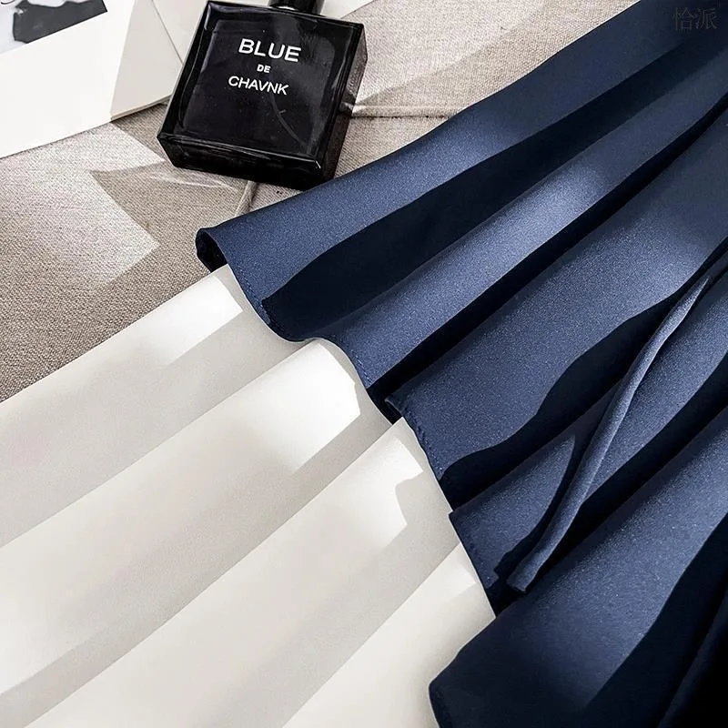 Платье с голубым швом новинка 2024 одежда для полных девушек Женская юбка большого