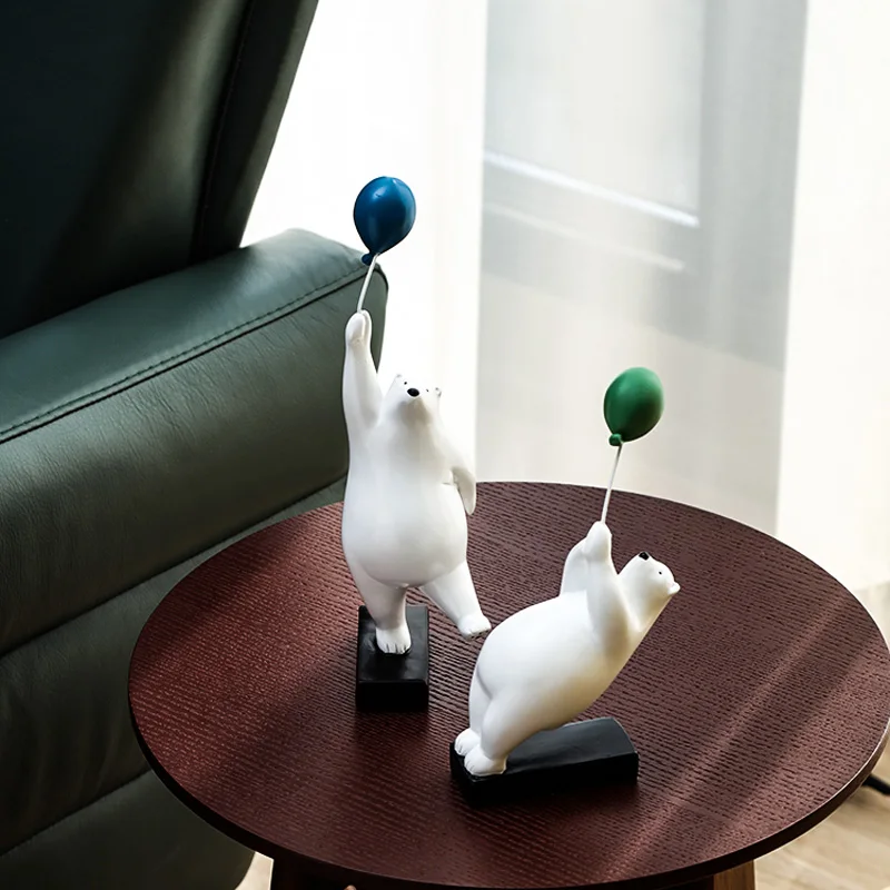 artlovin creative flying bear figurines balloon polar bears figure home wall mount decoration resin modern gift for boymankids free global shipping