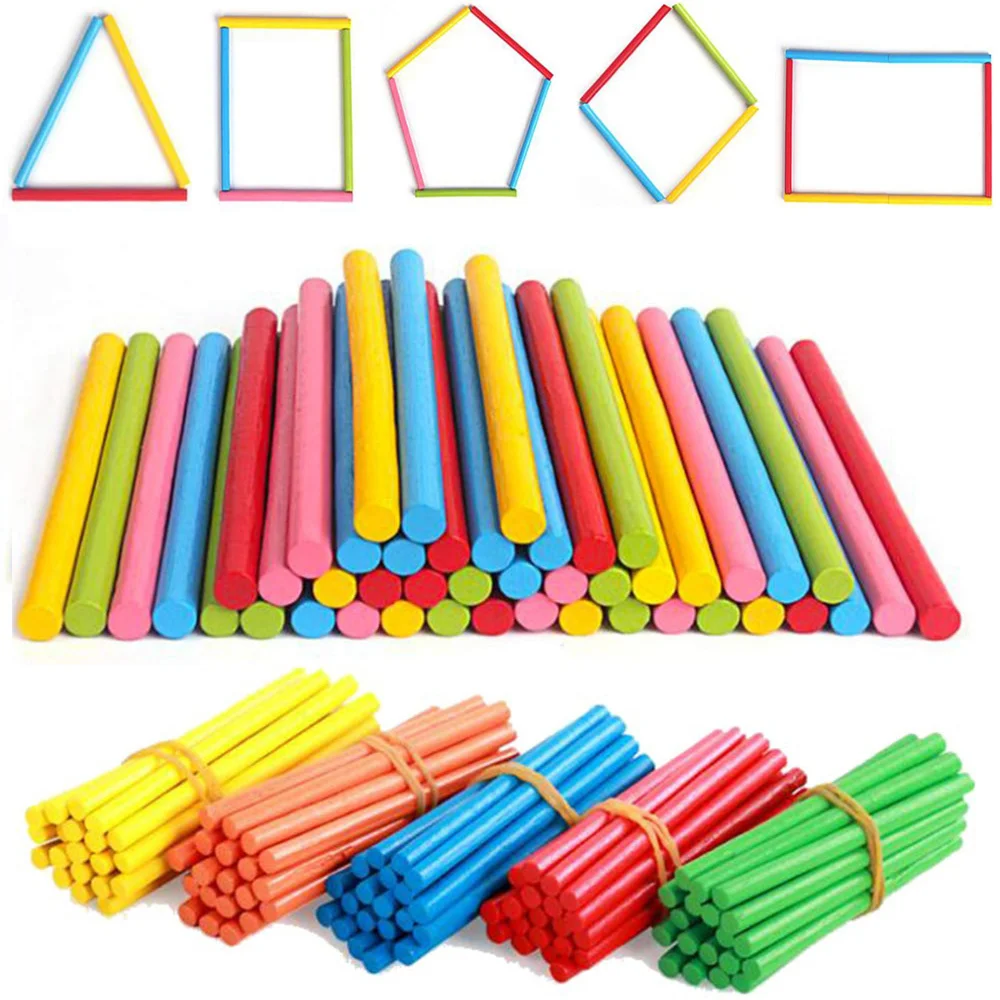 

100pcs Colorful Bamboo Counting Sticks Mathematics Montessori Teaching Aids Counting Rod Kids Preschool Math Learning Toy Gift