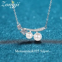 xdy925 sterling silver clavicle chain female one word 6 7mm flawless freshwater pearl moissanite necklace for women fine jewelry