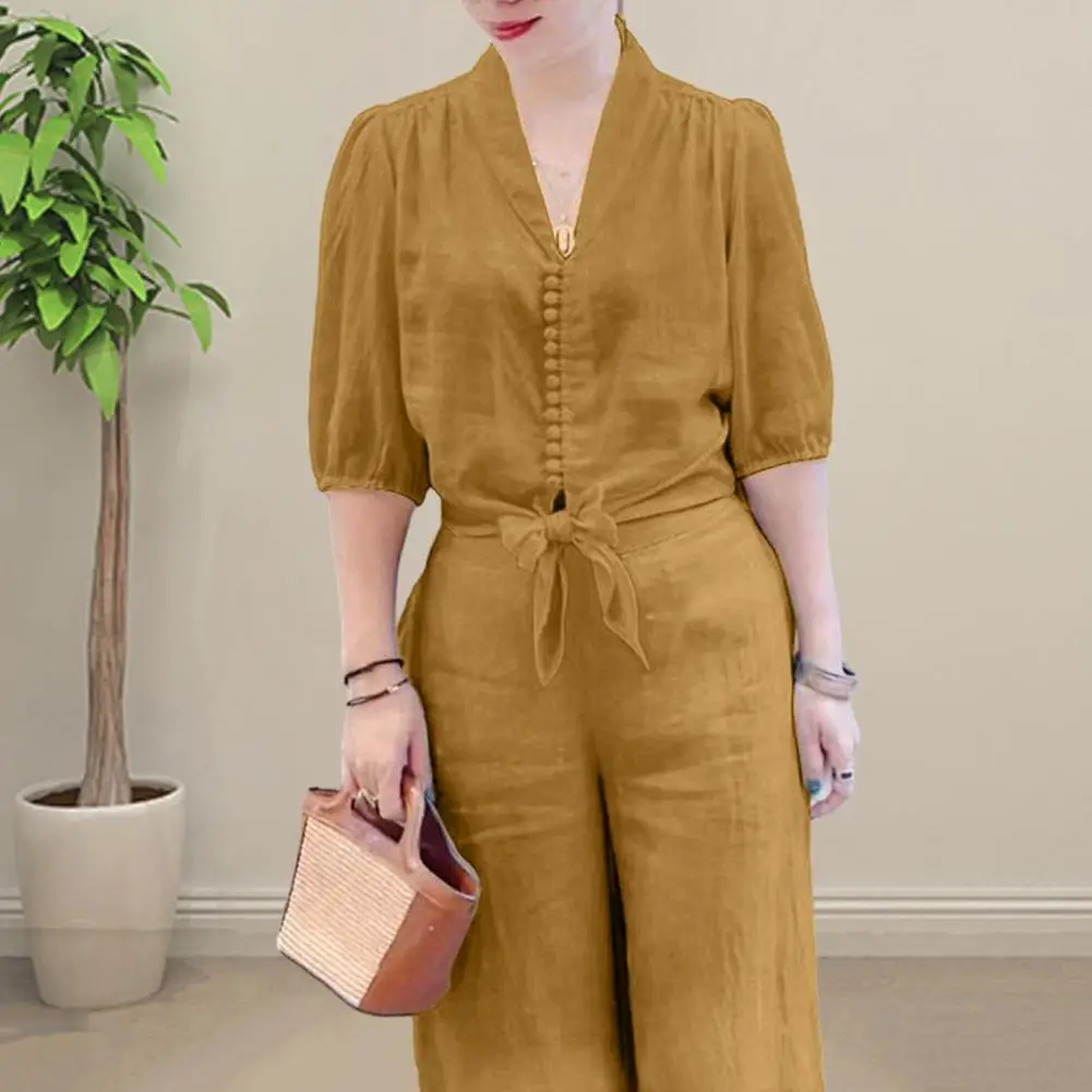 Женские комплекты из 2 предметов элегантные летние топы с V-образным вырезом и