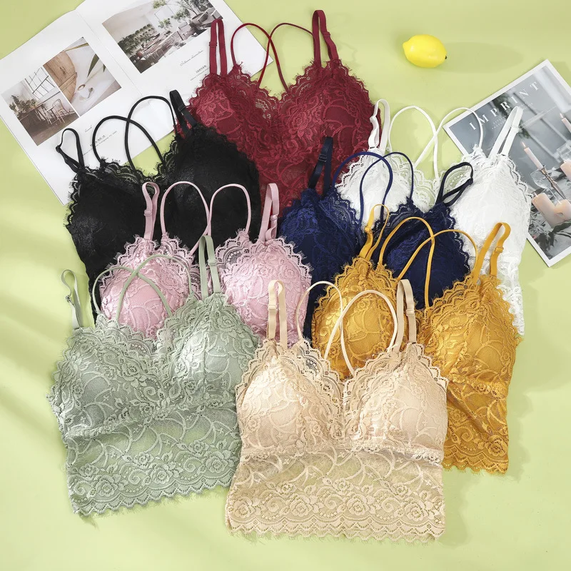 

Linbaiway Women Lace Bras Tube Top Underwear Sexy Seamless Push Up Bralette Crop Top Female Padded Brassiere Bralette