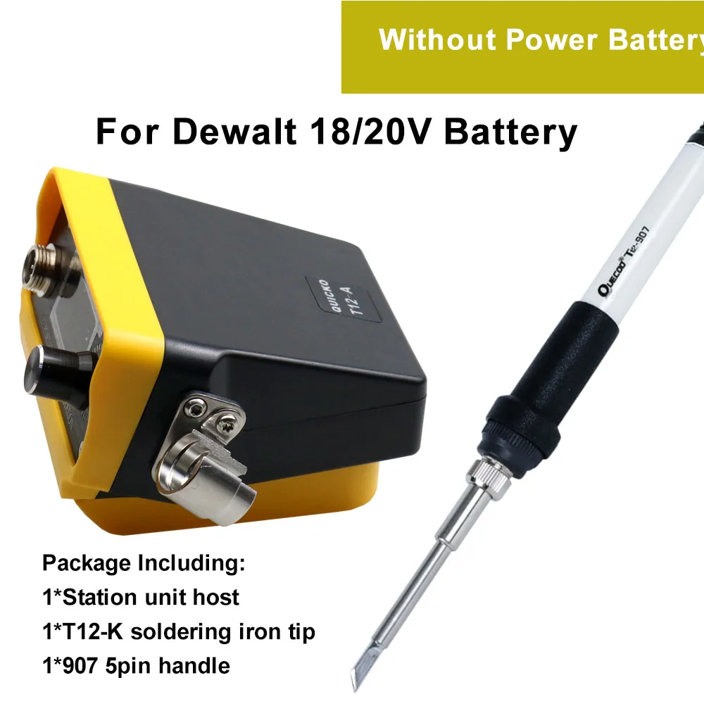 

Беспроводная паяльная станция QUECOO T12-A 70 Вт для аккумуляторов Dewalt/Makita/Milwaukee/Devon 20 В