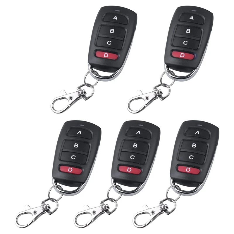 

5 Universal 433 MHZ Cloning Remote Control Keychain Accessory Kit Duplicates Remote Controls Replacement Garage Door Opener