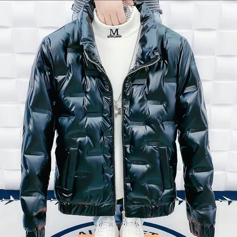 New Winter Coat, Men'S Stand Collar Down Jacket, Slim, Light And Warm Cotton Solid Color, Short Net Red