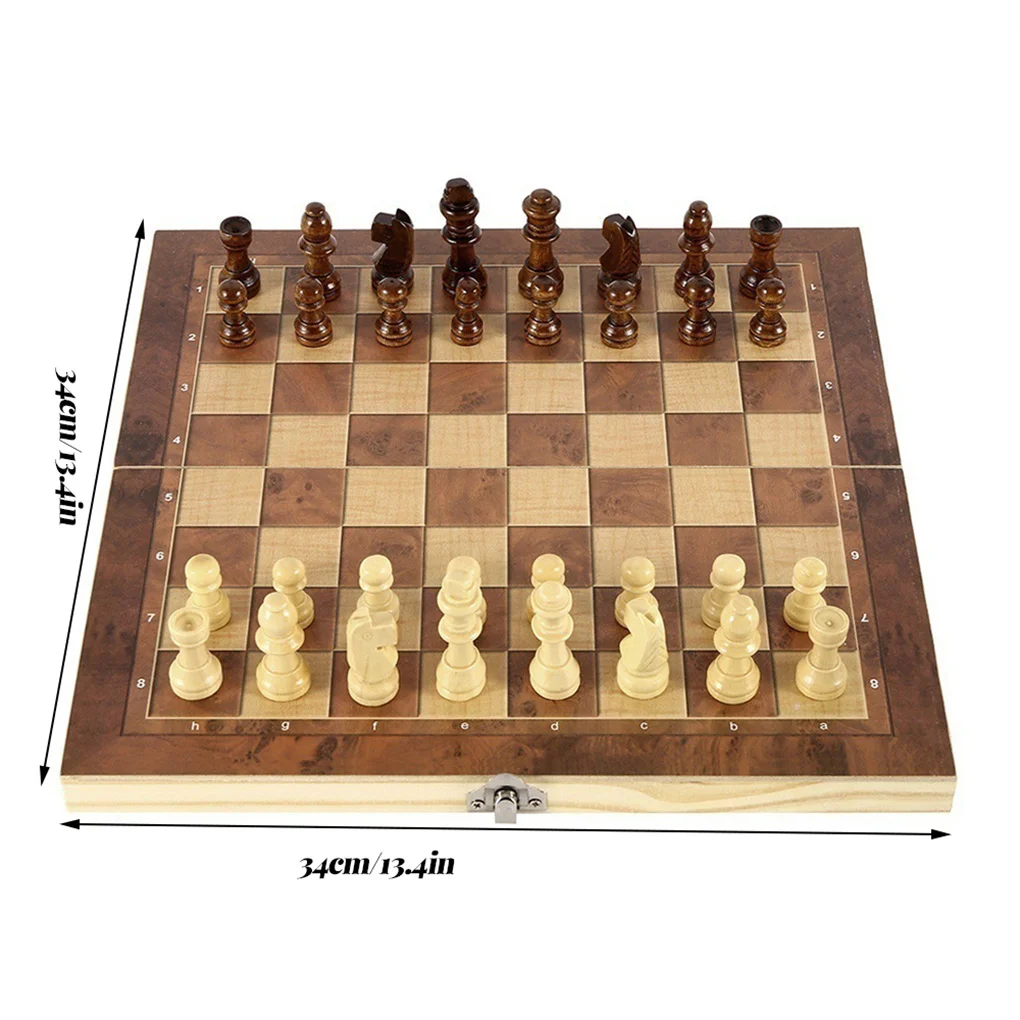 

Wood Hand-Crafted Chessboard Set Folding Chess Board Kids Adults Family Birthday Game Toddlers Intellectual 29x29cm