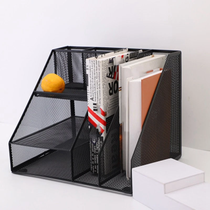 

Home Office Desktop Office Storage File Rack Organizer Sorter Black Metal Mesh Office Tools
