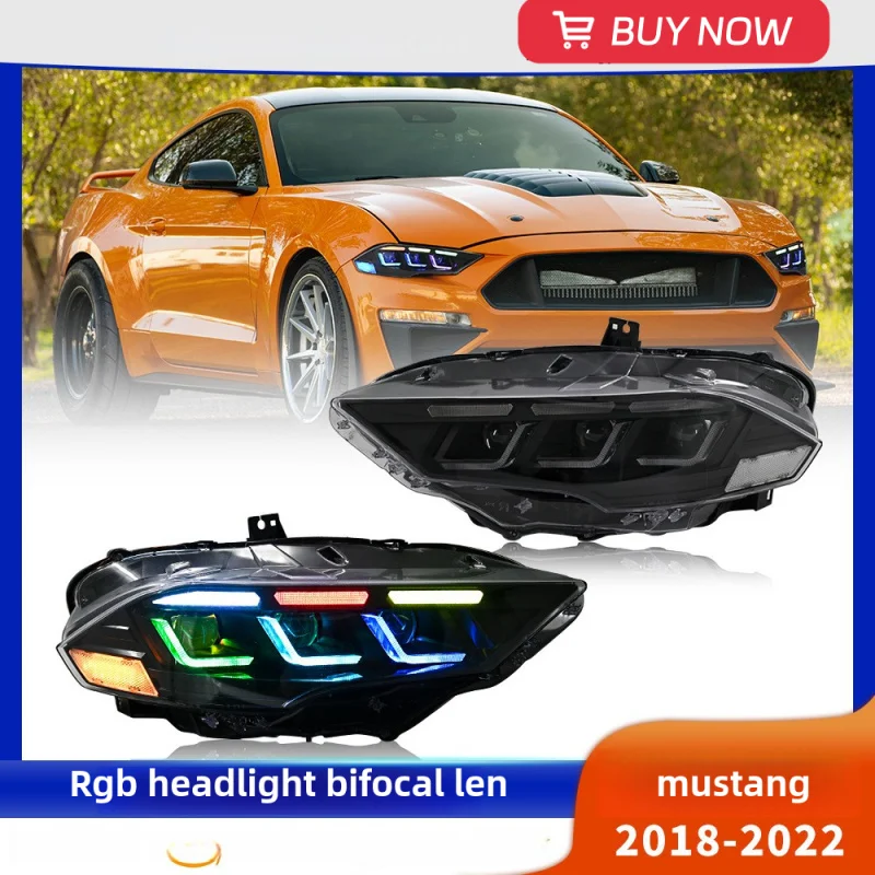 Для Ford mustang 2018-2022 модификация красный зелёный синий режим передняя фара в сборе