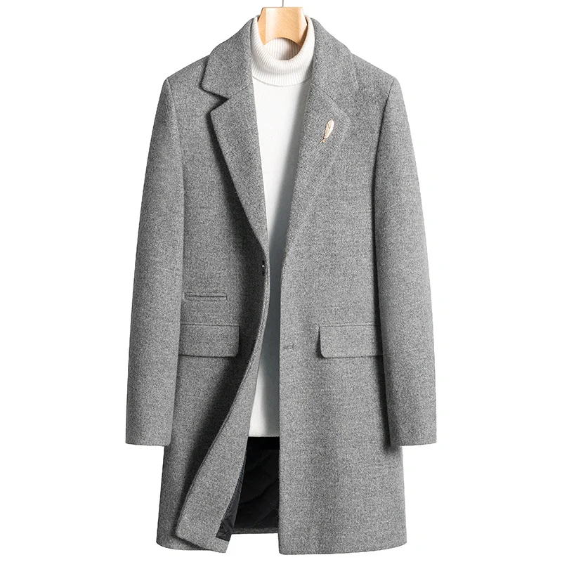 

2022 Fashion Men Slim Fits Coats Business Long Winter jacket Wool Thick Warm High Quality Windproof Outwears M-4XL parkas