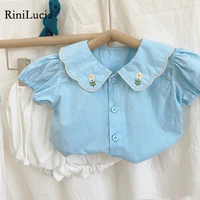 rinilucia summer new toddler baby boys girrls clothes sets flower printed short sleeve tops kid cotton casual shorts 2pcs set