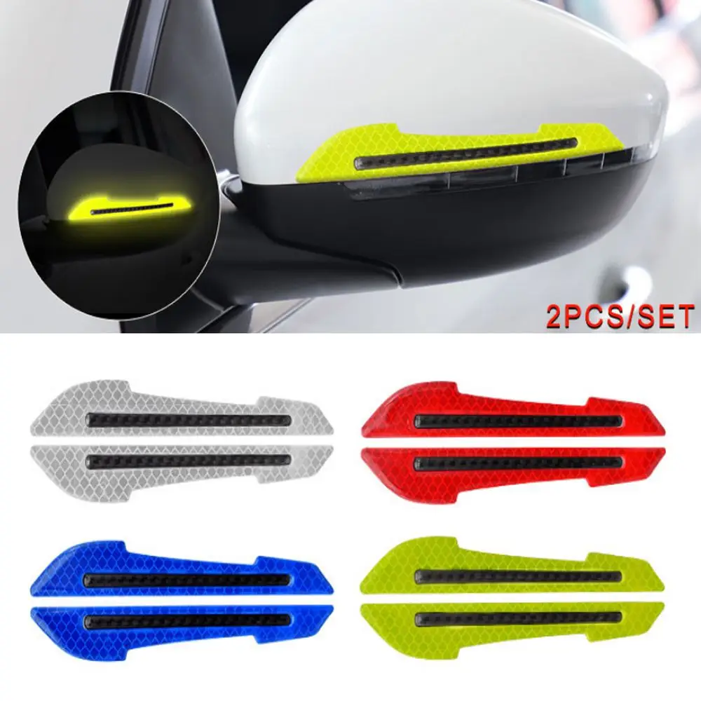 

2PCS Reflective Car Sticker Carbon Fiber Car Side Mirror Warning Molding Trim Universal Waterproof Car Accessories