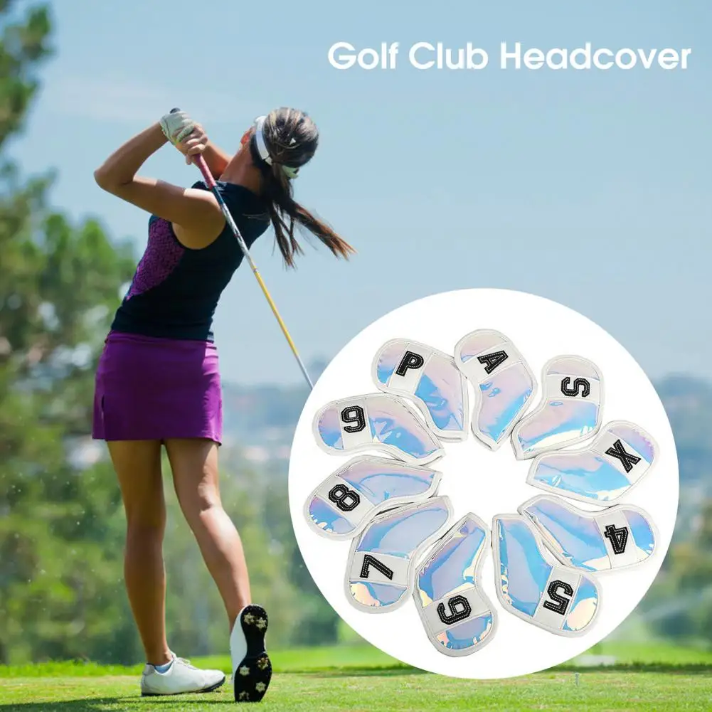 

10Pcs/Set Golf Putter Cover Practical TPU Novel Appearance for Golfing Golf Club Headcover Embroidery Number Golf Club Headcover