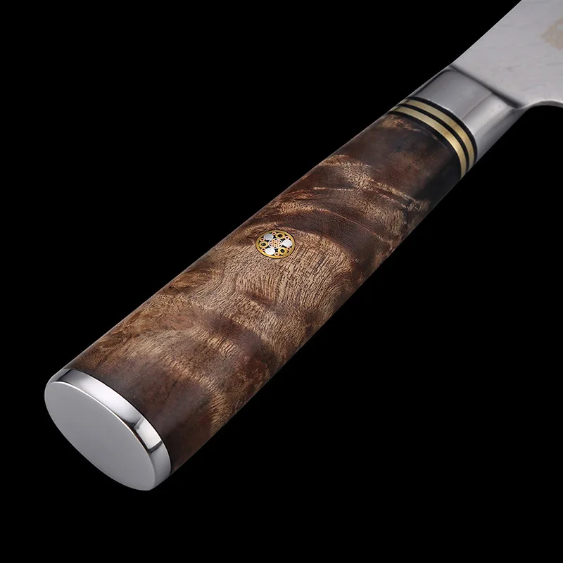 FINDKING AUS-10 Лезвие из дамасской стали Sapele Деревянная ручка со стрелкой Дамасский