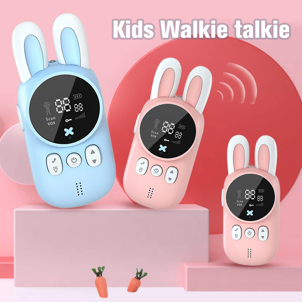 3PCS Kids Radio Mini Walkie Talkie Cute Rabbit Children Two Way Radio Toys Radio 1-3 km Talk Range PMR Radio for Child's Gifts
