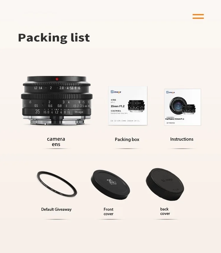 Объектив с большой диафрагмой для Sony E Nikon Z Fuji XF Canon EF-M/RF M4/3 L Mount Cameras SGimage 35 мм F1.2