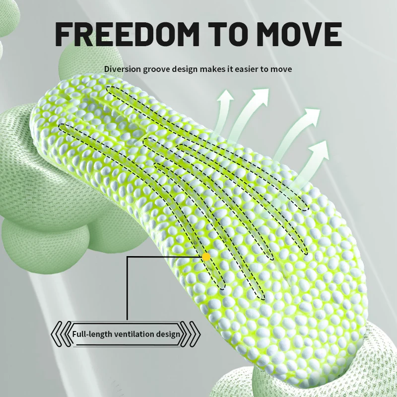 Running Elastic Shock Absorption Insole for Shoes Antiskid Popped Rice Particle Breathable Soft Hiking Templates Feet Men Women