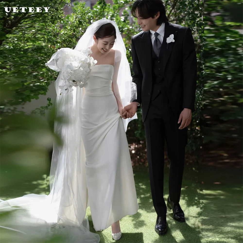 UETEEY индивидуальное корейское свадебное платье без бретелек с простыми складками