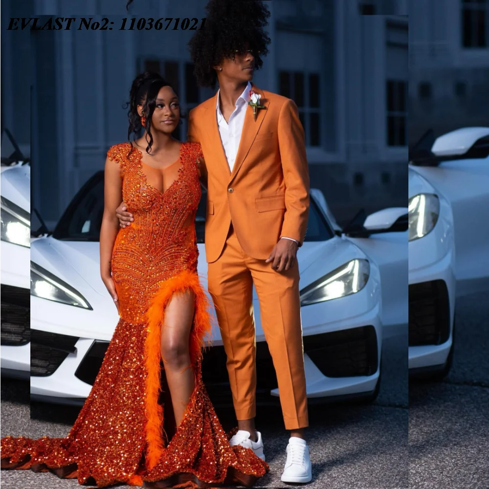 EVLAST индивидуальное роскошное оранжевое платье для выпускного вечера с