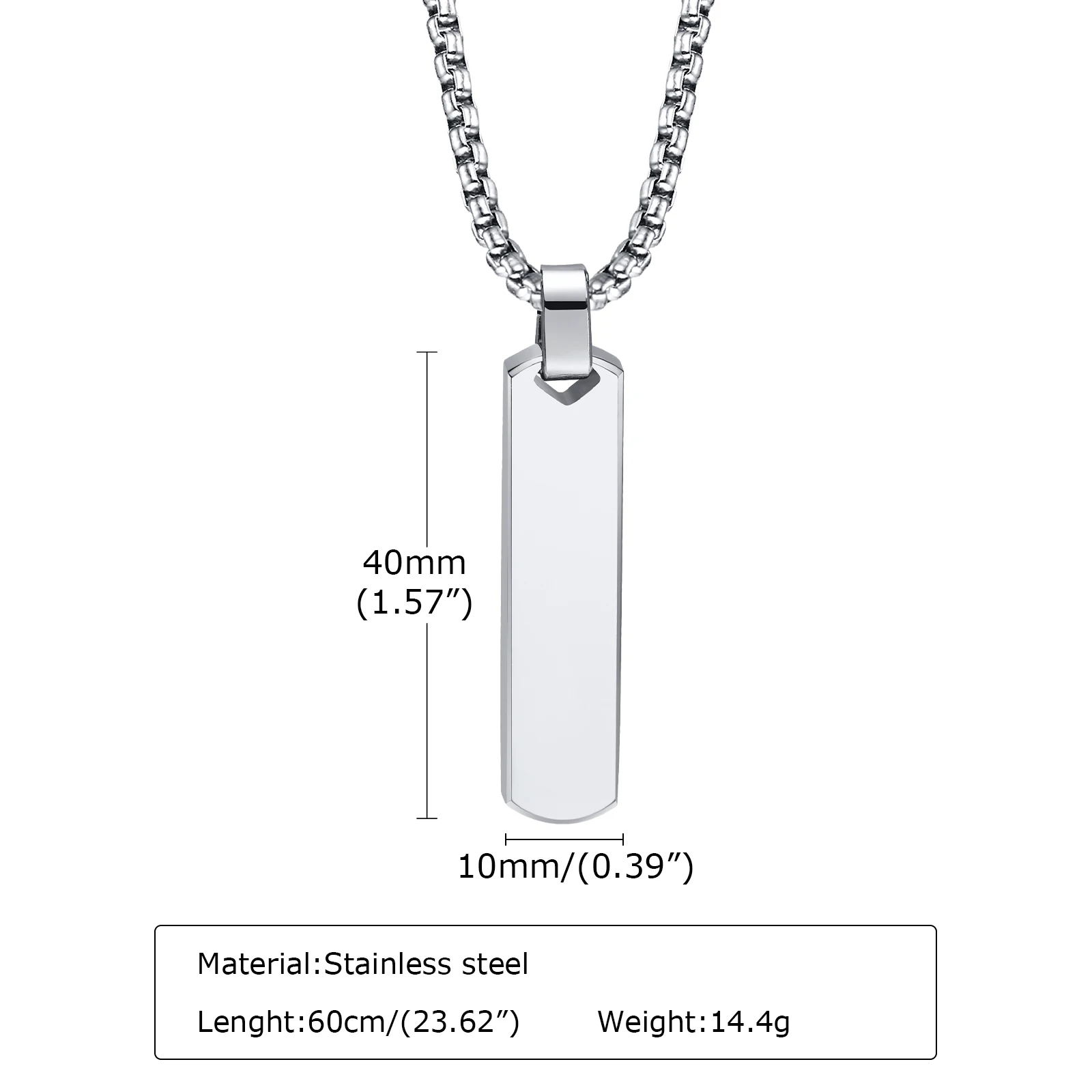 Stylish Thick Geometric Vertical Bar Pendant Necklaces for Men Gifts Jewelry,Stainless Steel Double Stacking Set Chain Collar images - 6
