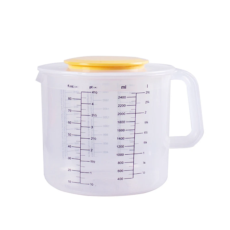 

1Pc 2.5L Large Capacity Baking Measuring Cup Scale Kitchen Mixing Bowl with Lid Transparent Plastic Mixing Cup for Home Tools