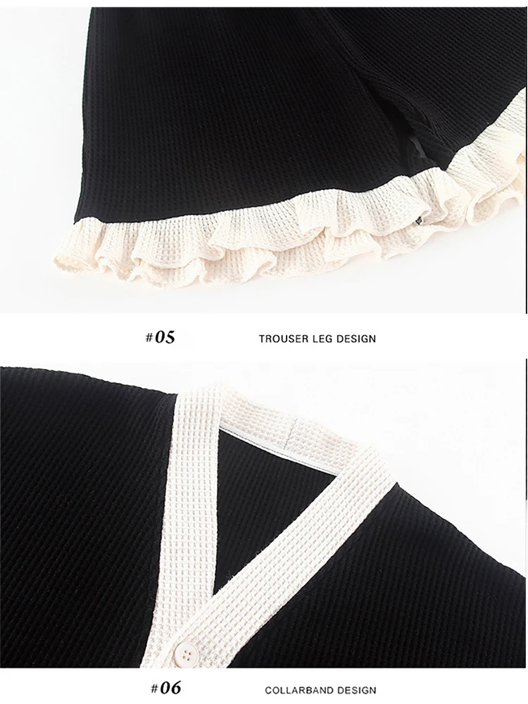 Women's Knitted Cotton Summer Couple Sleepwear Suit Casual V Neck Night Wears for Women Short Sleeve+Elastic Shorts Pajama Sets