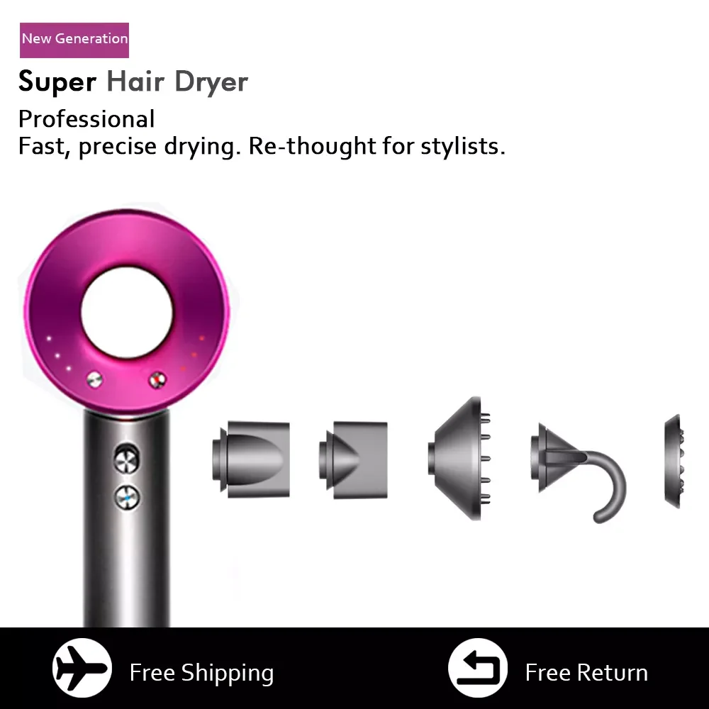 

New Professional Hair Dryer With Flyaway Attachment Negative Ionic Premium HD08 Hair Dryers Multifunction Salon Style Tool