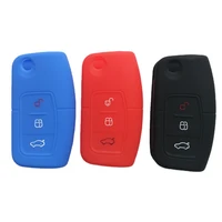 silicone key cover for ford classic fox new fiesta fold remote key fob car styling key case shell protect