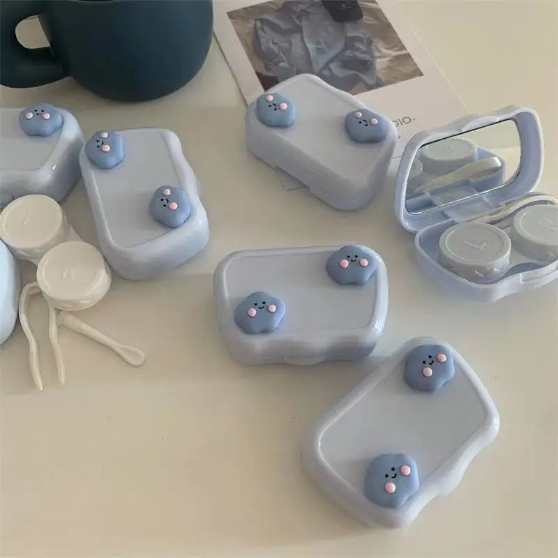 

Ins haze blue portable contact lens beautiful pupil box cloud simple tweezers double box companion storage box small