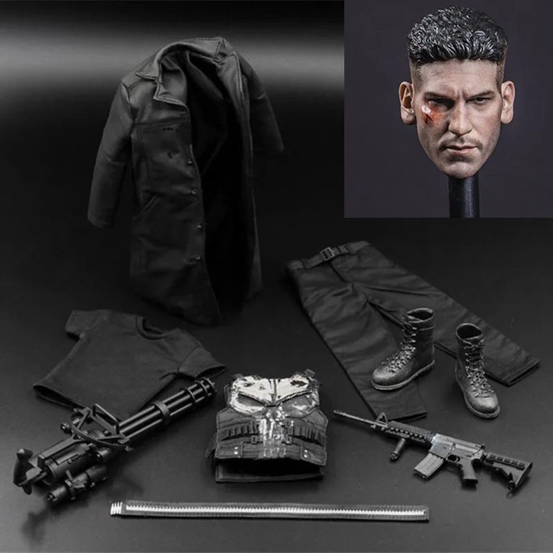 

Toys Works TW003 1/6 Scale Frank Castle Head Sculpt Costume Rebellious Clothes Set with Weapon for 12'' Male Action Figure