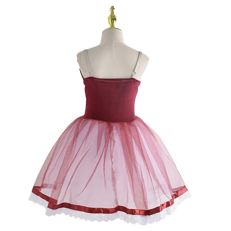 Профессиональная балетная романтическая пачка длинная юбка черное красное