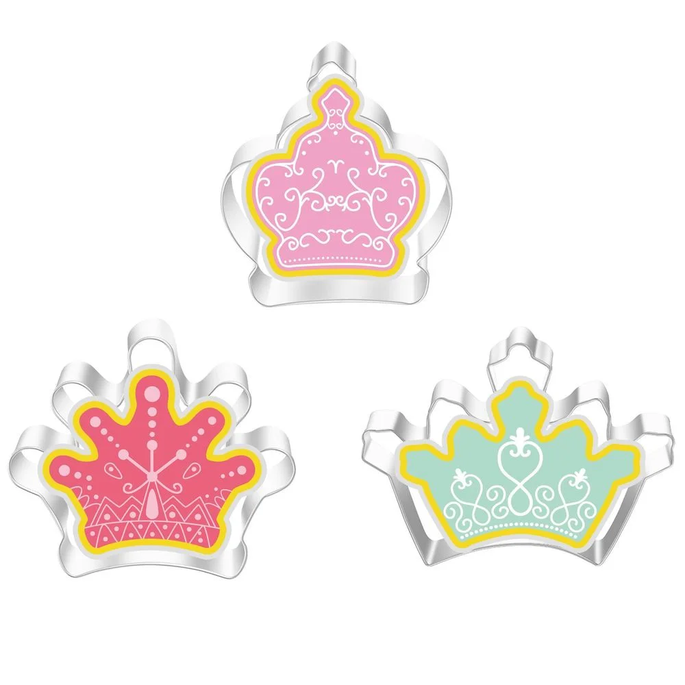 

3Pcs Biscuit Cookie Cutter Princess Crown Mold 3D Stainless Steel Baking Mould King Queen Party Dessert Die Cake Decorating Tool