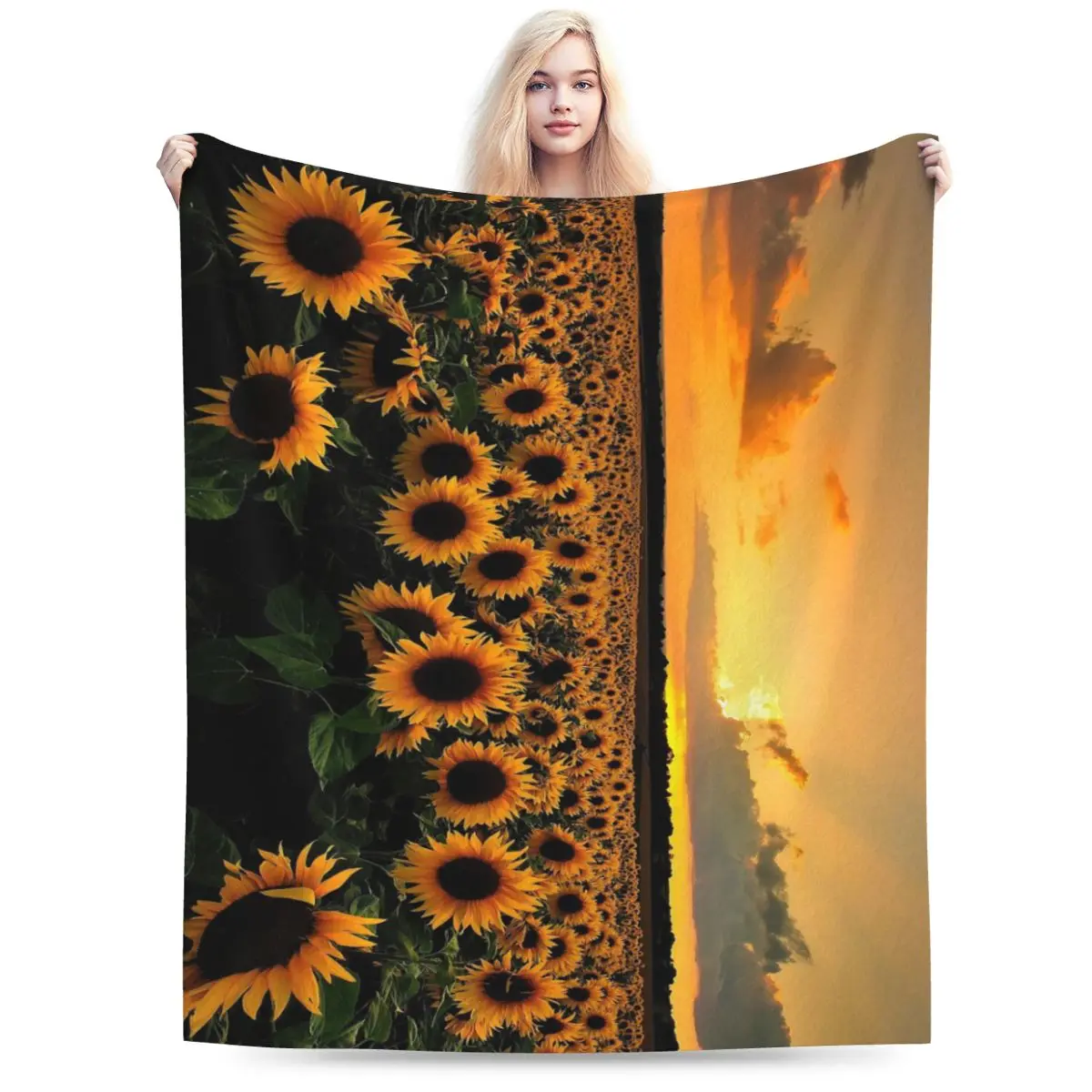 

Sunflowers Landscape Soft Flannel Throw Blanket for Couch Bed Sofa Cover Blanket Warm Blankets Travel Blanket