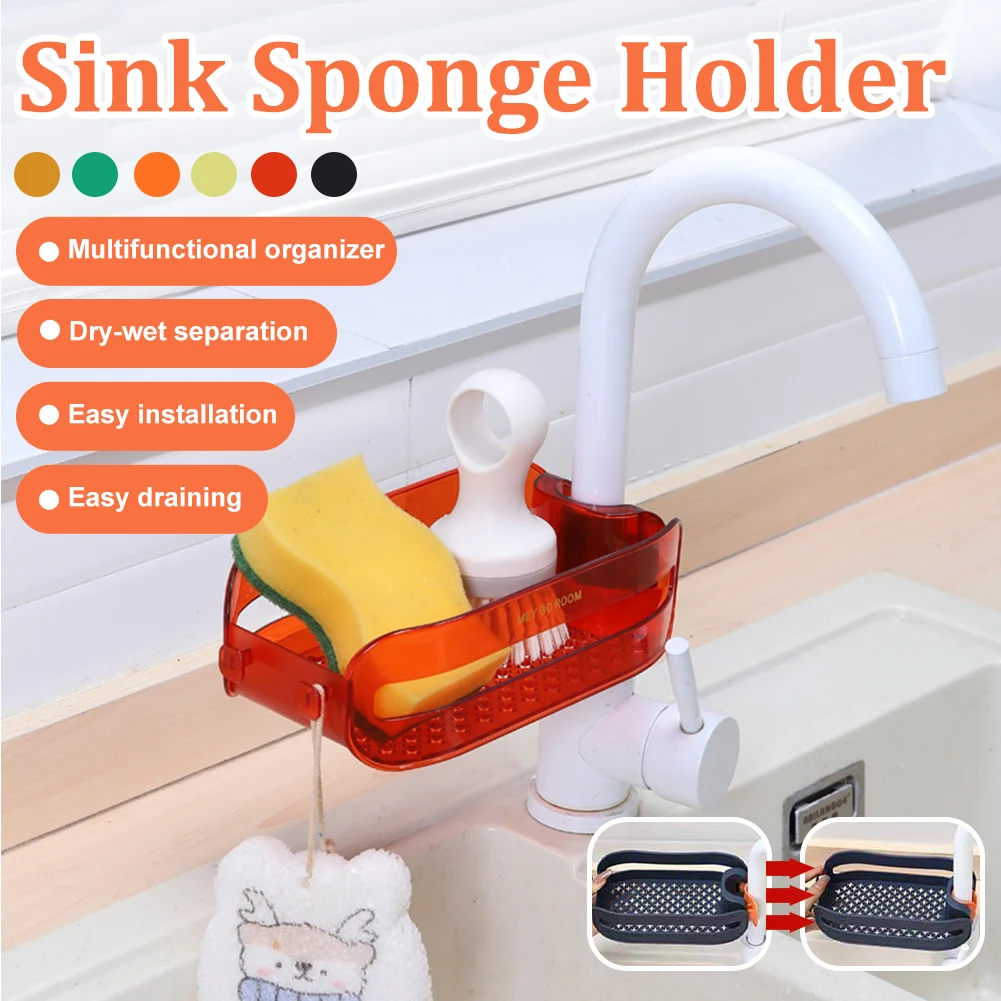 

Sink Holder Hanging Kitchen Bathroom Sponge Soap Shelf with Hook Faucet Caddy Drainer Towel Rack Storage Shelf Kitchen Organizer
