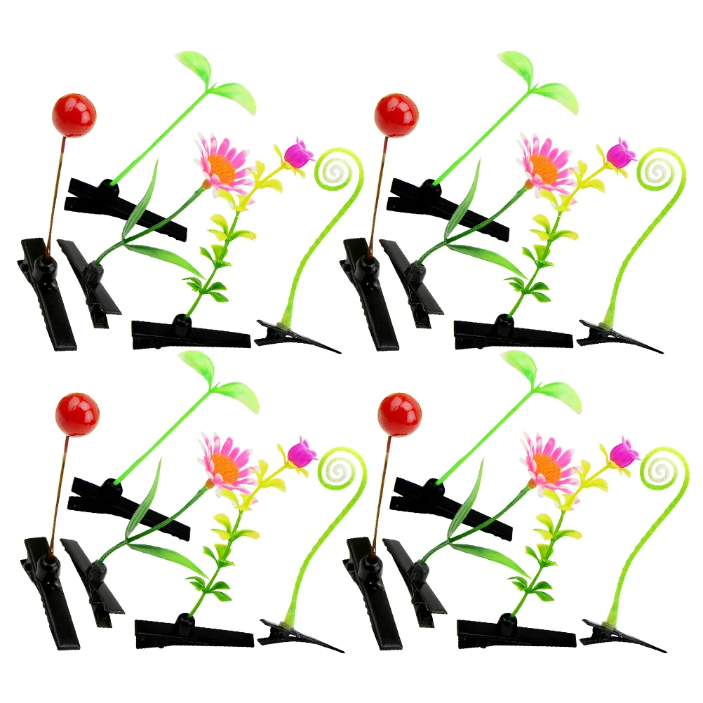 

90 Pcs Simulation Hair Clip Clips Kids Green Accessories Headgear Grass Fun Bean Sprout Metal School Miss Beansprouts