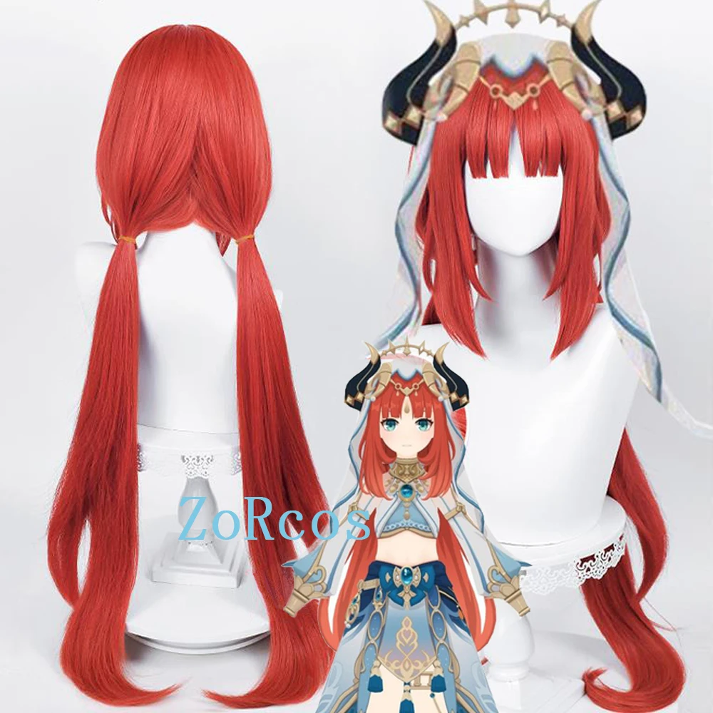 

Game Genshin Impact Nilou Cosplay Wig Nilou 80cm Long Red Synthetic Hair Halloween Role Play Wig with Free Wig Cap