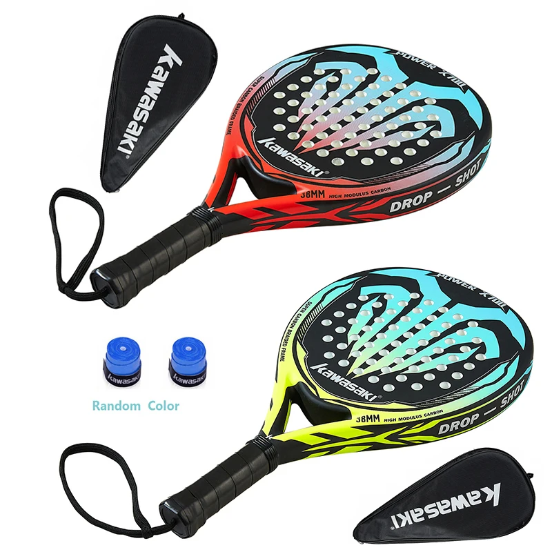 Kawasaki 2022 Padel Tennis Carbon Fiber Soft EVA Face Tennis Paddle Racquet with Padle Bag Cover Beach Tennis Paddle Racket
