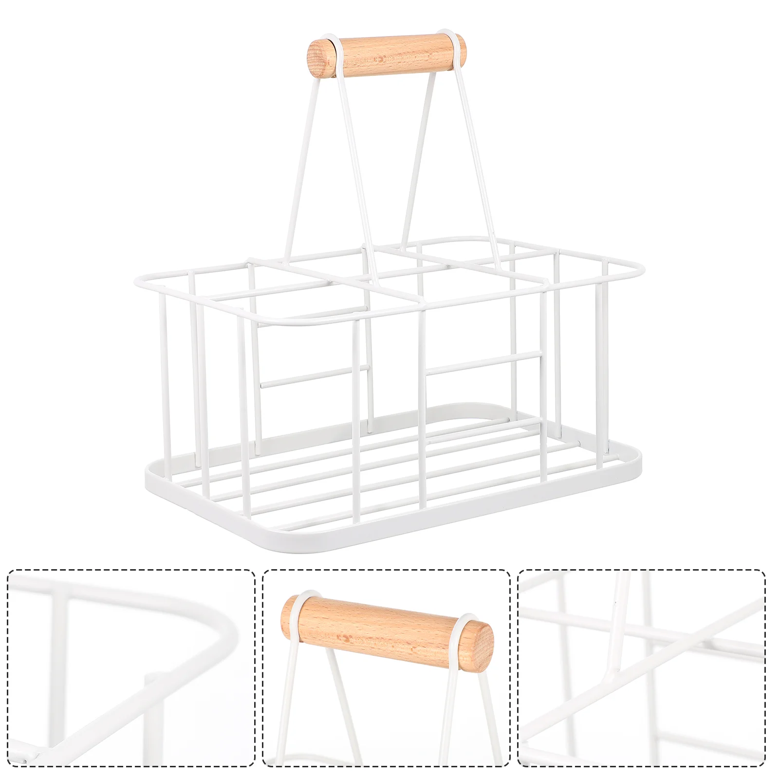 

Bottle Holder Carrier Metal Basket Beer Wire Rack Handletabletop Farmhousecrate Beverageorganizer Water Drink Storage Box