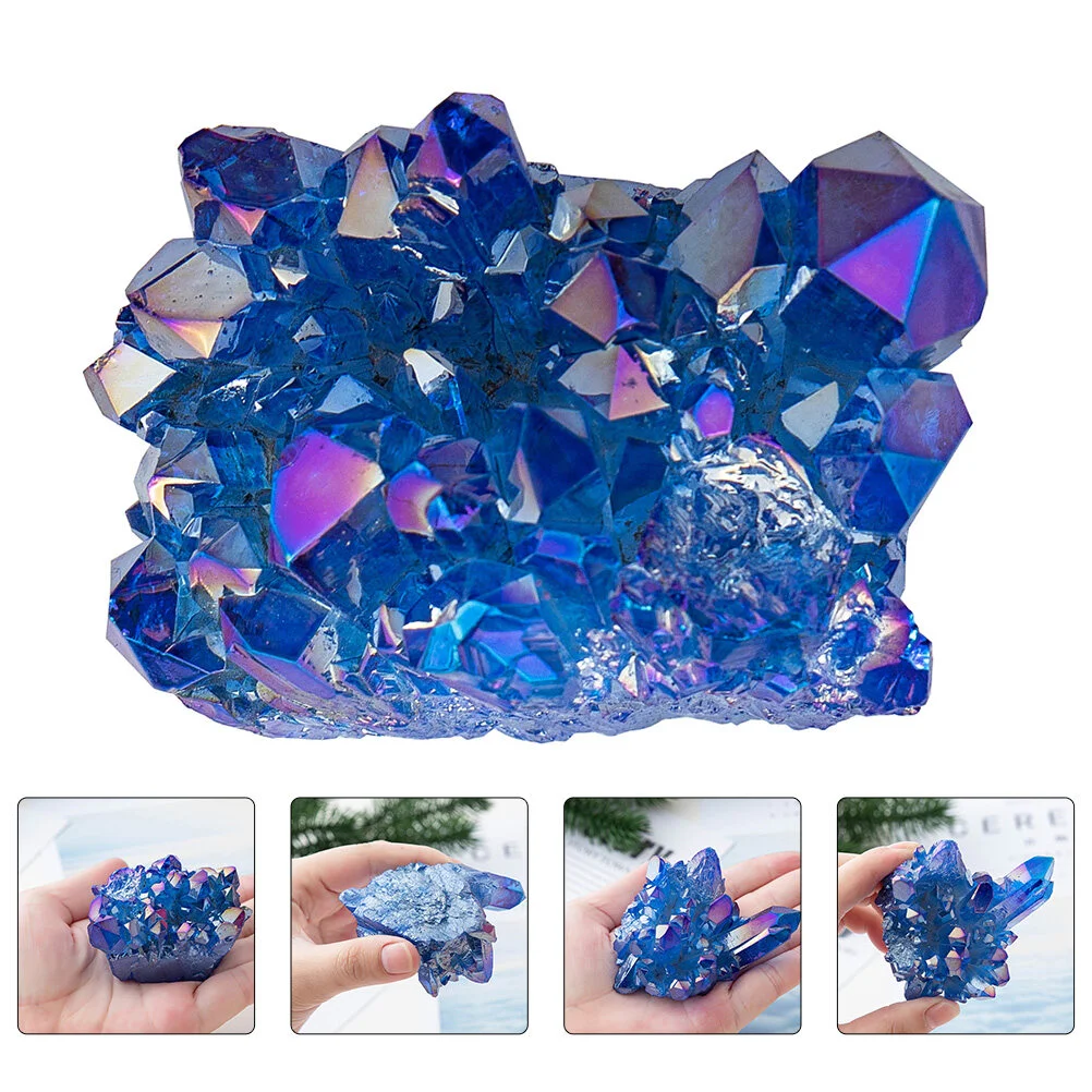 

Clusters Blue Natural Stone Cluster Geode Stone Specimen- Desktop Ornament for Home Office Random