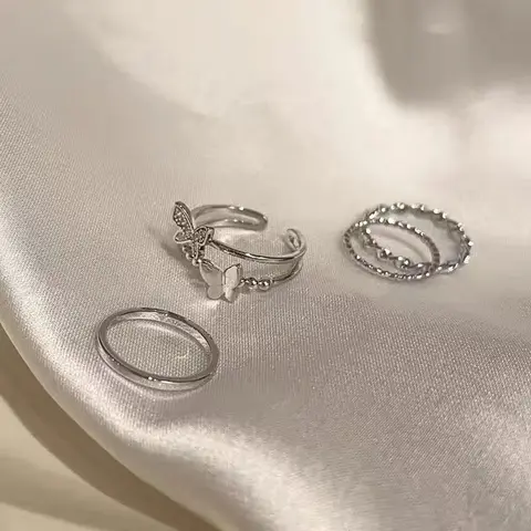 Женский комплект колец в форме сердца, кольцо в форме бабочки, регулируемое кольцо, модные ювелирные украшения, модные подарки