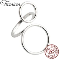 trumium 100 925 sterling silver simple small and big round circle rings for women fashion jewelry personality open finger ring