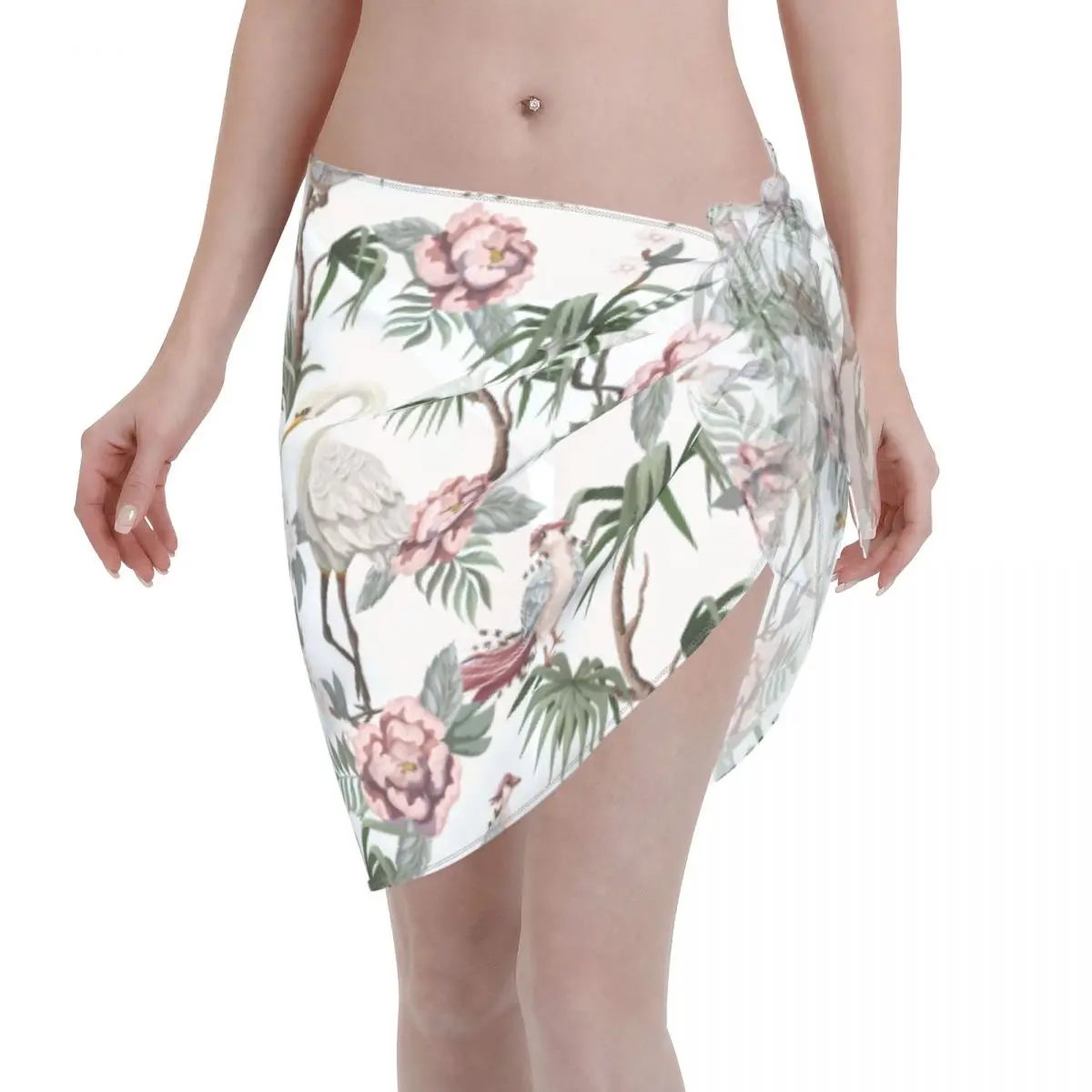 

Herons Birds Flowers Sexy Women Cover Up Wrap Chiffon Swimwear Pareo Scarf Sarong Beach Dress Bikini Cover-Ups Skirts Swimsuits