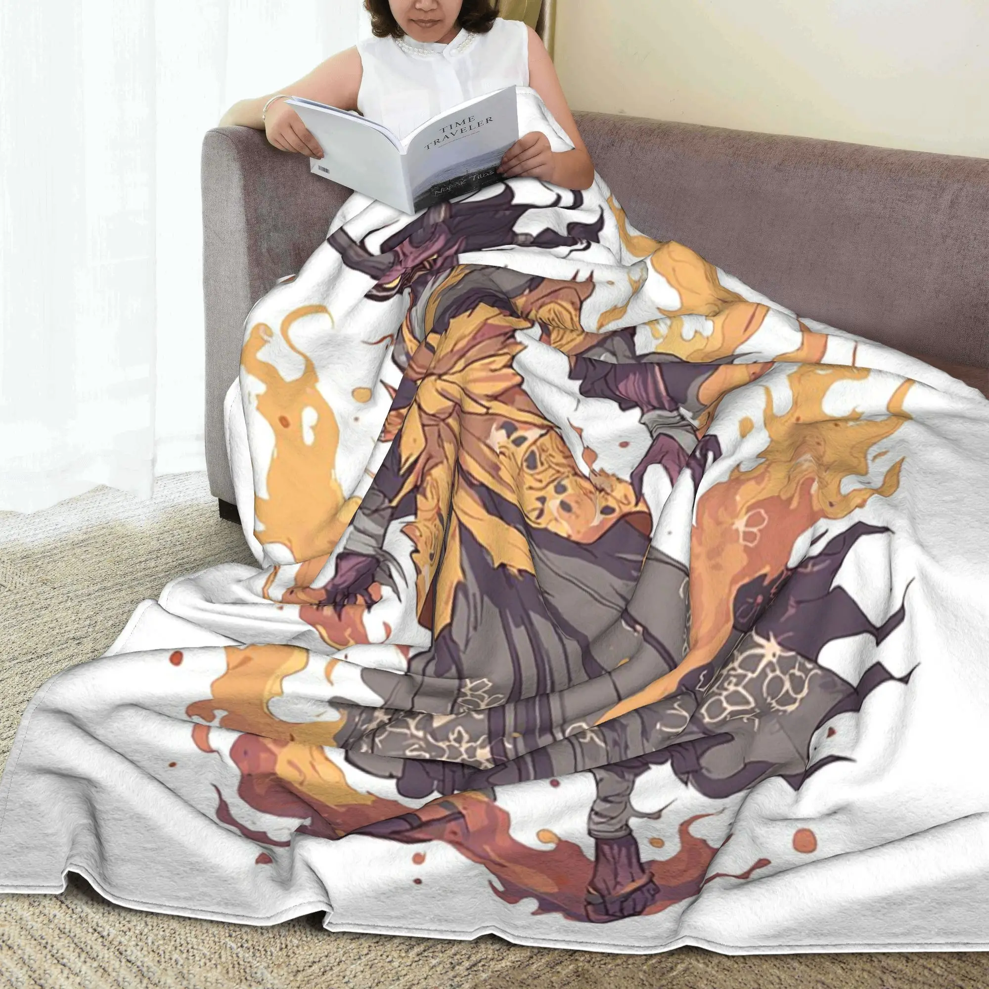 Фото Японское одеяло Hannya Fiery Oni в ритуальном платье, портативное флисовое одеяло для дивана, постельные принадлежности, дорожные пледы, покрывало, одеяло №2
