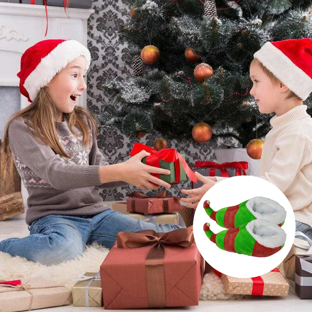 

Slippers Christmas Elf Plush Warmsoft Holiday House Non Accessories Costume Winter Furry Cozyindoor Role Play Women Reindeer