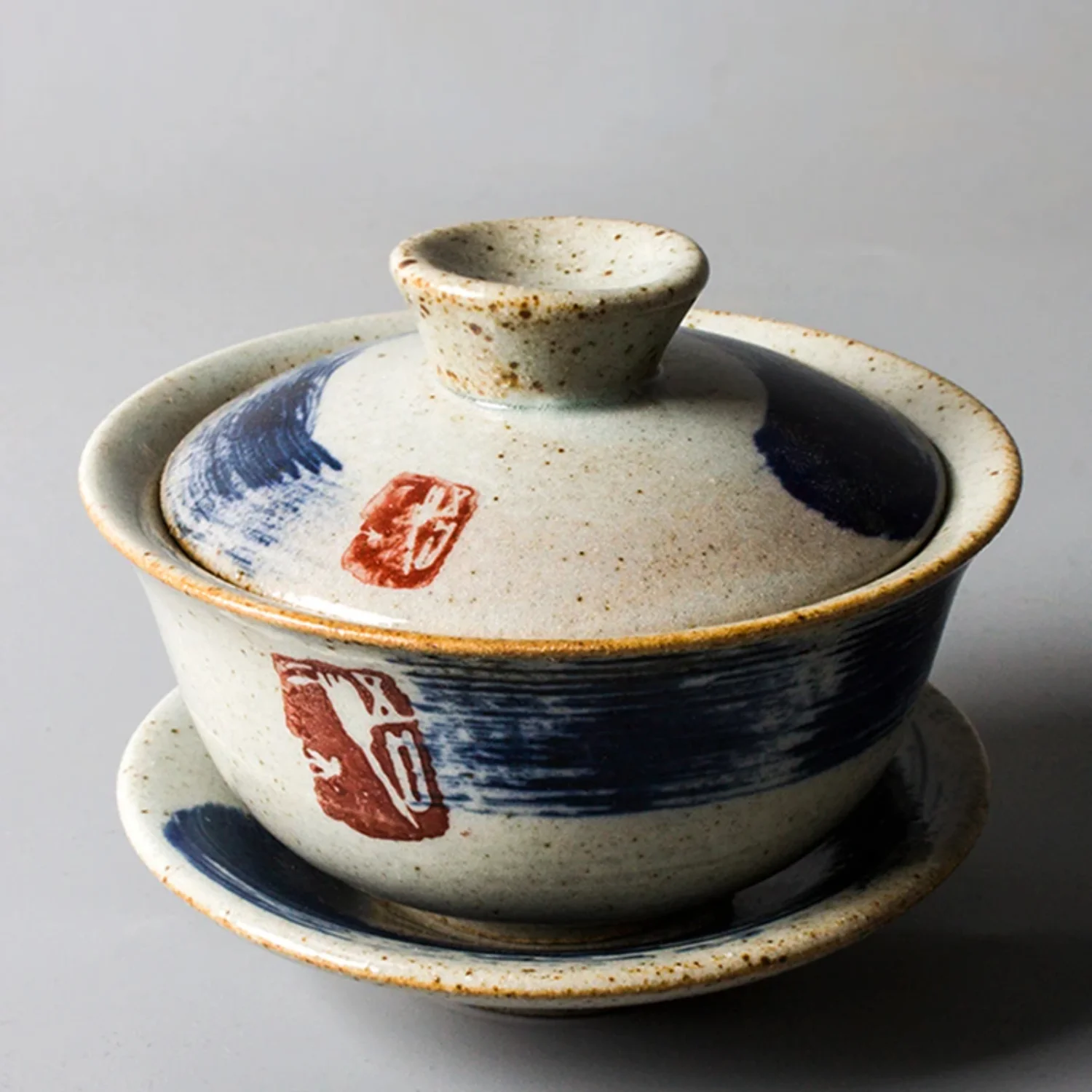 Zen Ручная роспись Gaiwan Чайная керамика Wasten с крышкой посуда Кунг-фу церемония