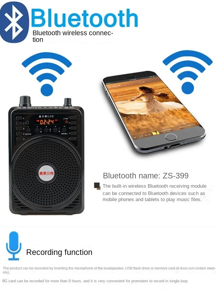 Беспроводной громкоговоритель 48 Вт усилитель высокой мощности для руководства