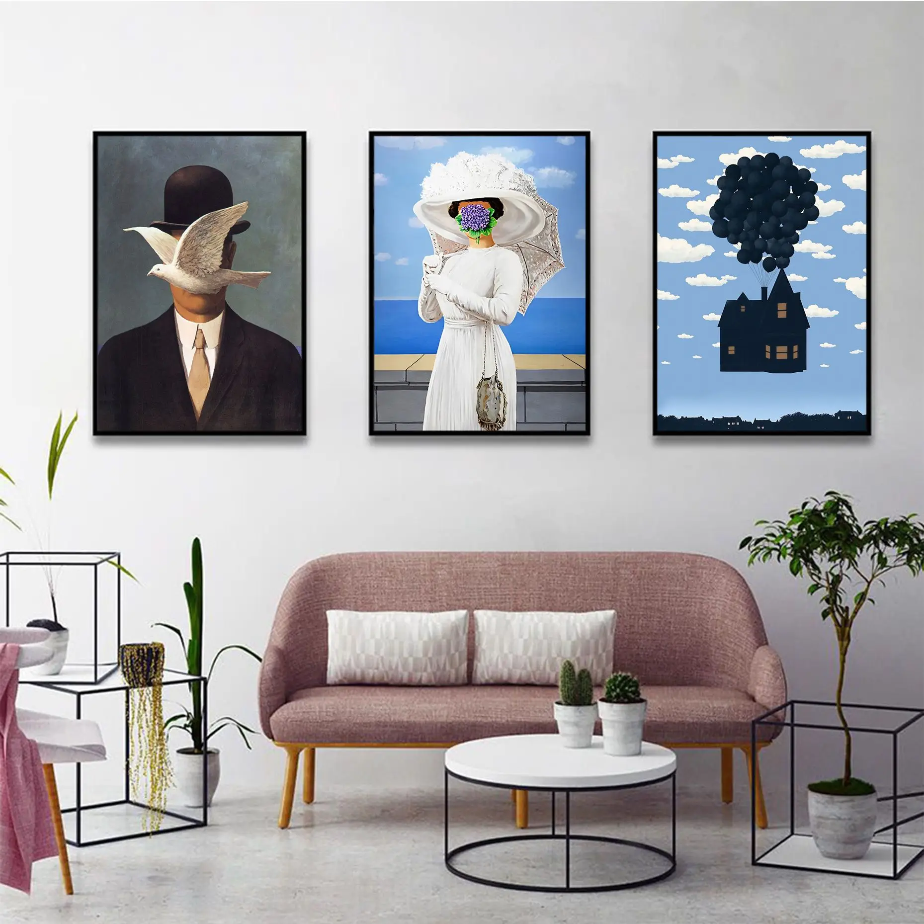 

Rene Magritte Canvas Painting Surrealism Classic Anime Poster Retro Kraft Paper Sticker DIY Room Bar Cafe Kawaii Room Decor