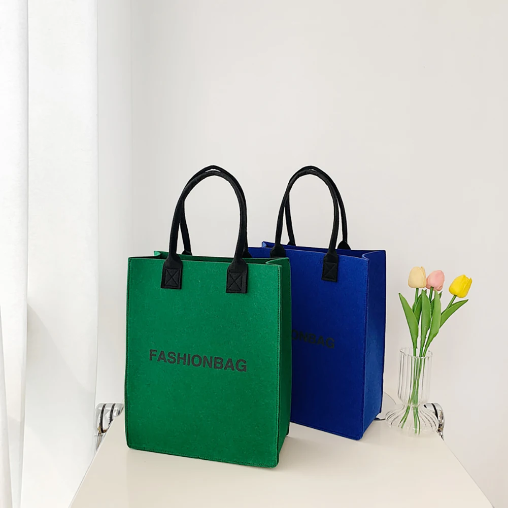 

Women Top-Handle Bags PU Leather Handle Felt Handbag Women Large Capacity Shopping Bags Casual Tote Bags Fashionable Handbags