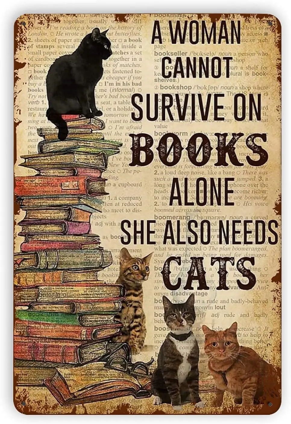 

Жестяные металлические знаки в виде книги и кота, украшение в стиле ретро, табличка для дома, бара, кафе, фермы, сада, улицы, забавный Настенны...