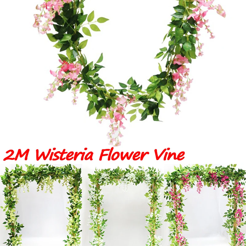 

Wisteria Flower Vine Bean Flower Tree Vine DIY Wedding Home Garden Decor Plants Wisteria Rattan Artificial Flower String Flore