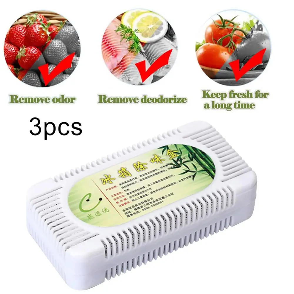3Pcs Activated Bamboo Charcoal Air Purify Refrigerator Deodorant Fridge Deodorizer Freezer Closet Box Smell Remover - купить по